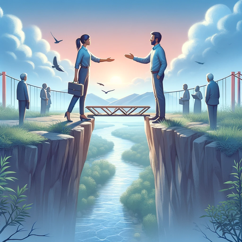 Jose Molina – Psicología Molina – Comunicación en pareja y diferencias culturales Comunicación en pareja: Pareja tendiéndose la mano, cada uno en un extremo de un puente